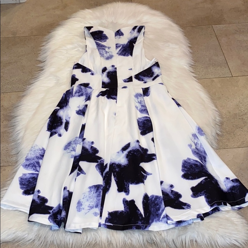 Lulu’s Seeing Chic Blue and Ivory Skater Dress - Picture 7 of 9